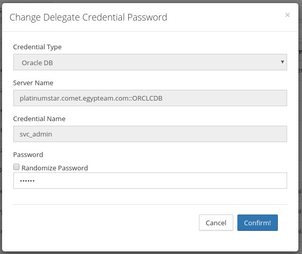 Change Oracle DB delegate credential password