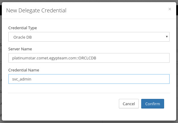 New Oracle DB delegate credential